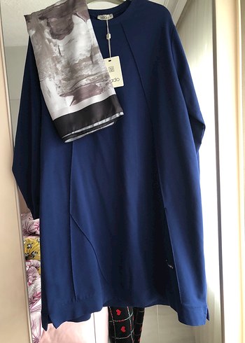 Uzun Kollu Mavi Salaş Tunik - Görsel 3