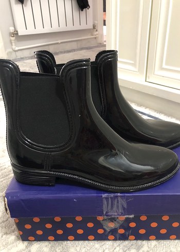 Siyah Parlak Kadın Blok Topuk Bot - Görsel 2