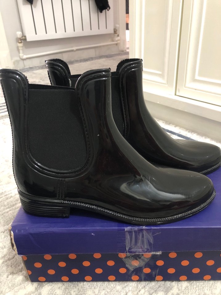 Siyah Parlak Kadın Blok Topuk Bot - Görsel 2