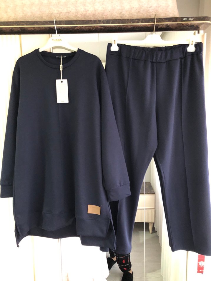 Lacivert Kadın Pamuklu Rahat Takım - Görsel 2