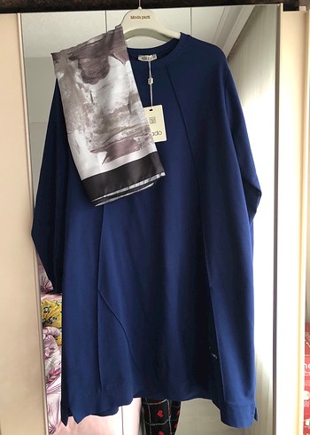 Mavi Uzun Kollu Salaş Kadın Tunik - Görsel 3