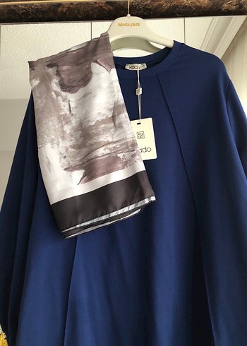 Mavi Uzun Kollu Salaş Kadın Tunik - Görsel 2