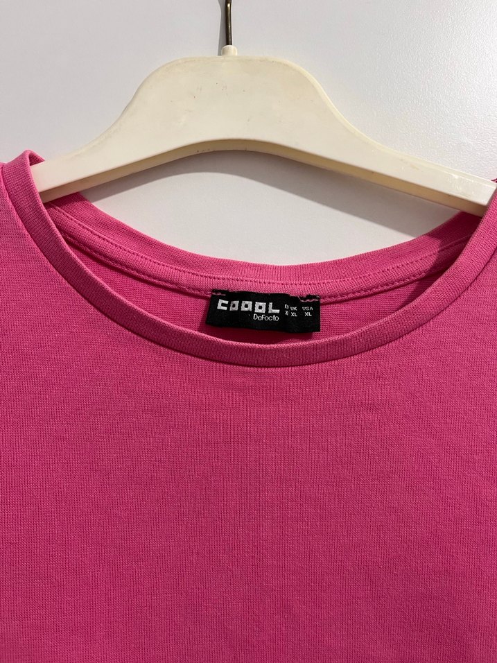 Pembe Mini Kısa Kollu Basic Tişört - Görsel 2