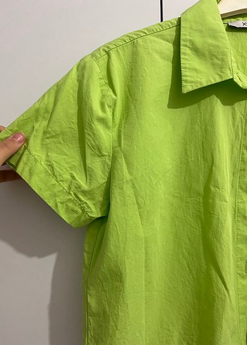 Yeşil Kısa Kol pamuklu Gömlek - Görsel 2