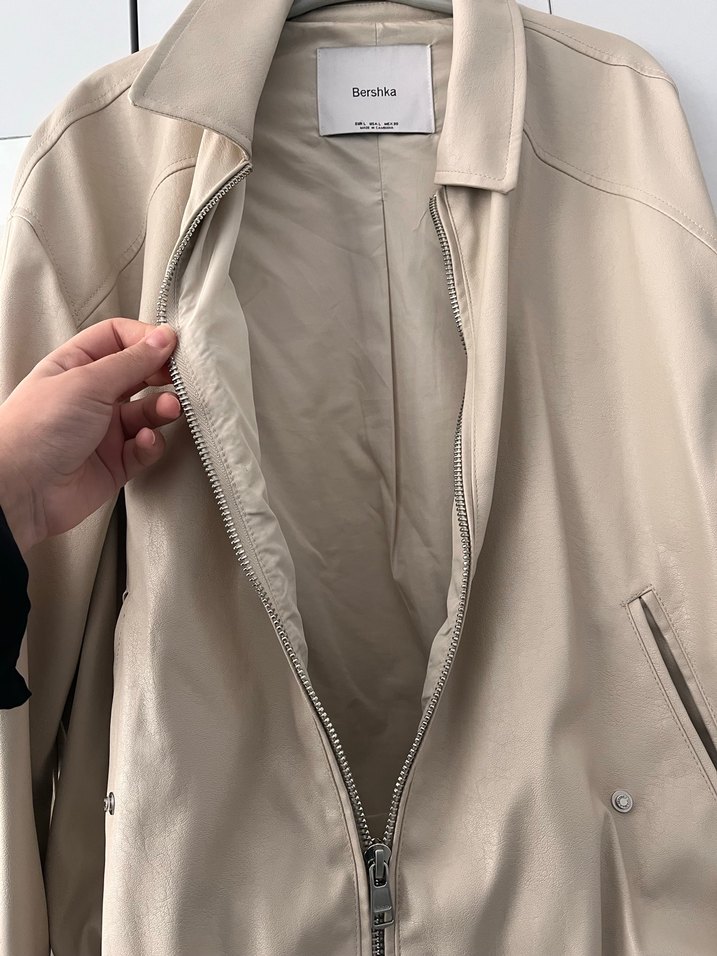 Bershka Bej Deri Kadın Ceket - Görsel 4