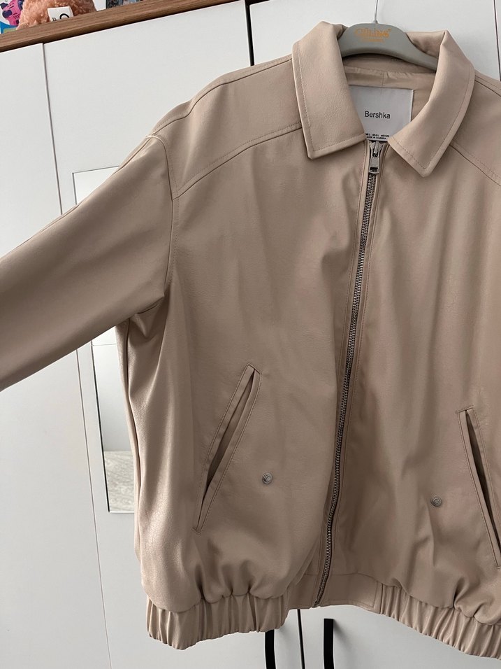 Bershka Bej Deri Kadın Ceket - Görsel 3