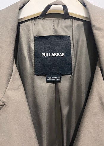 Bejle yeşil karışımı Pull & Bear Uzun Kemerli Kadın Trençkot - Görsel 2