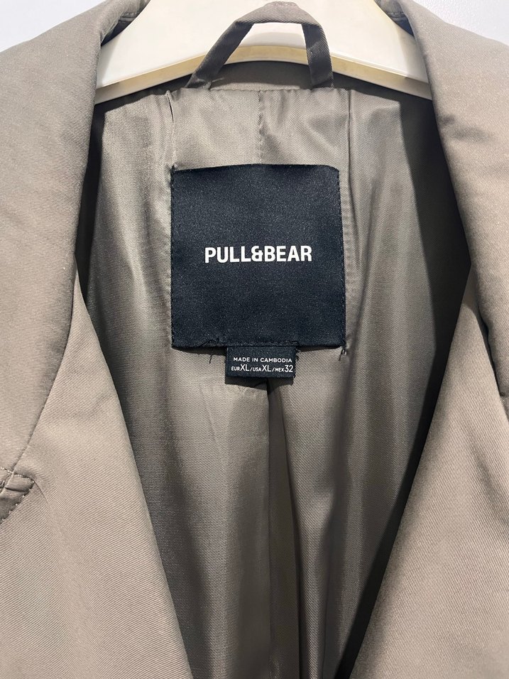 Bejle yeşil karışımı Pull & Bear Uzun Kemerli Kadın Trençkot - Görsel 2