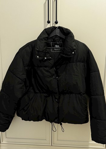 Zara Siyah Düğmeli Midi Kışlık Kadın Mont