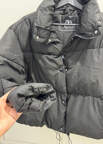 m Beden Zara Siyah Düğmeli Midi Kışlık Kadın Mont