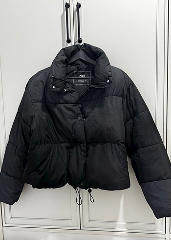 Zara Zara Siyah Düğmeli Midi Kışlık Kadın Mont