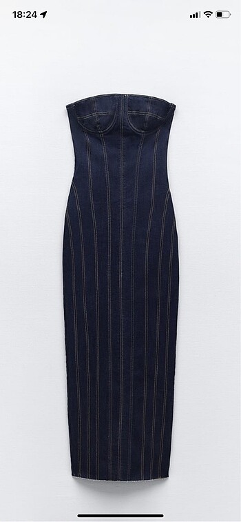 Zara #Zara #denim #elbise #straplez