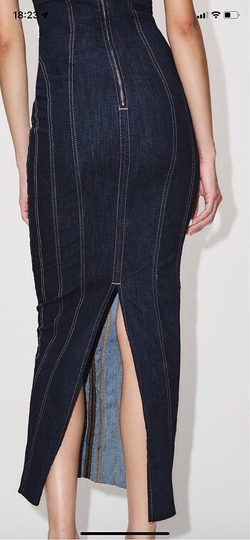 xs Beden lacivert Renk #Zara #denim #elbise #straplez