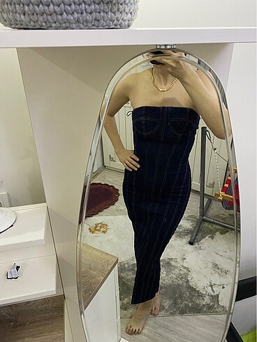 Zara #zara #denim #elbise #straplez
