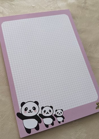 Pembe Panda Desenli Kareli Defter - Görsel 2