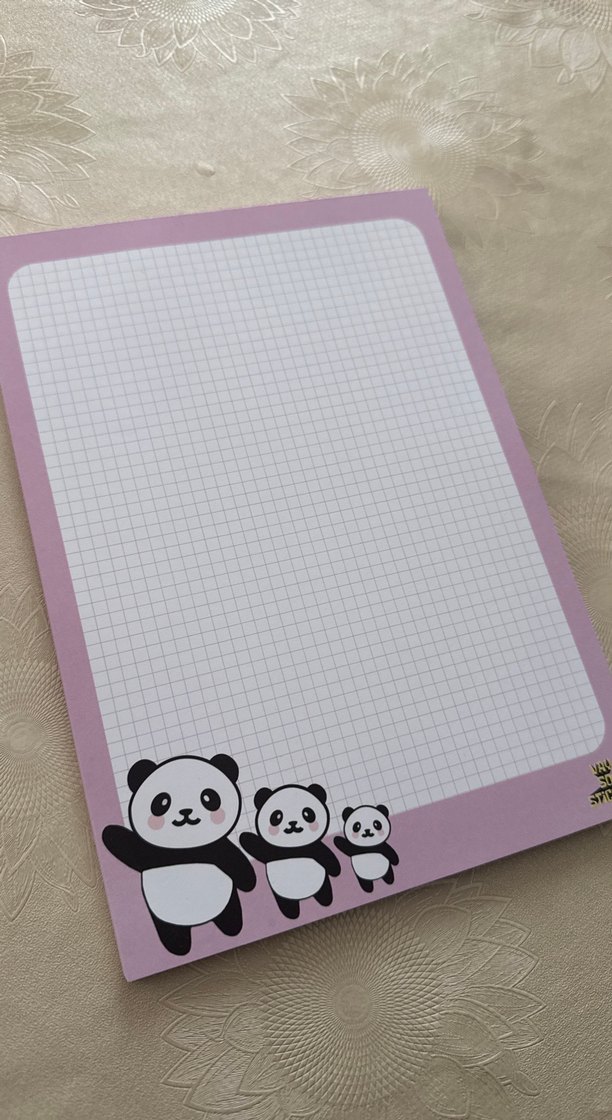 Pembe Panda Desenli Kareli Defter - Görsel 2