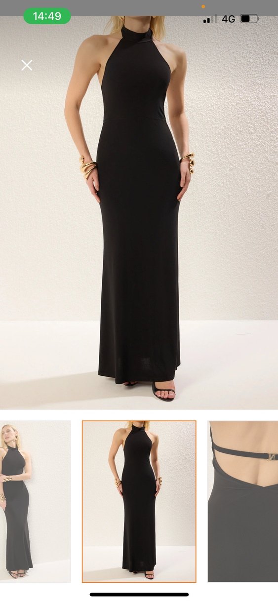 Siyah Drapeli Uzun Straplez Elbise - Görsel 2