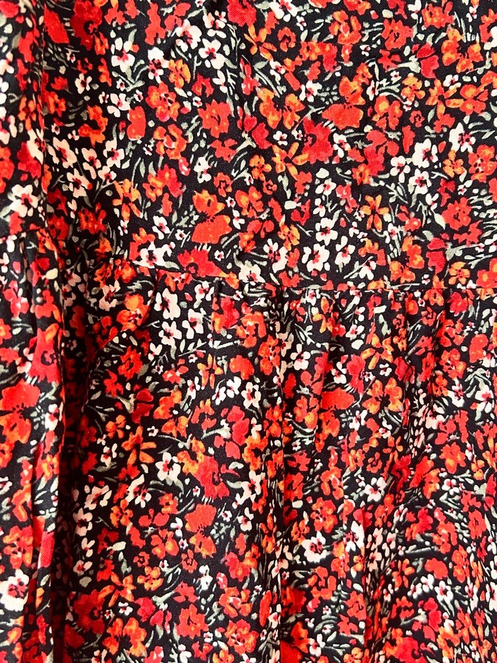 Kırmızı Bağlama Desenli Bohem Midi Elbise - Görsel 4