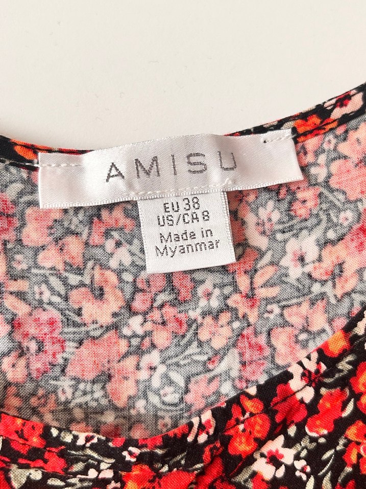 Kırmızı Bağlama Desenli Bohem Midi Elbise - Görsel 2