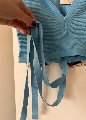 Mavi Örme Mini Polo Yaka Kadın Tişört - Görsel 2