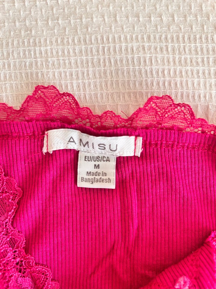 Dantel Detaylı V Yaka Pembe Kadın Atlet - Görsel 3