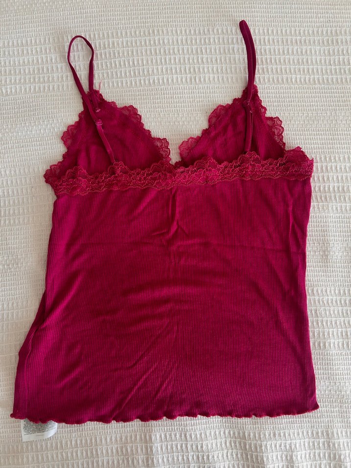 Dantel Detaylı V Yaka Pembe Kadın Atlet - Görsel 4