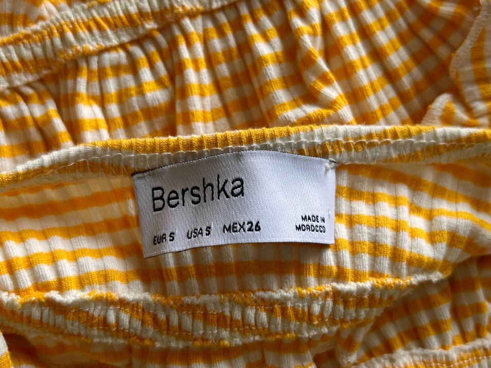 Sarı Ekose Ruffled Askılı Crop Top - Görsel 3