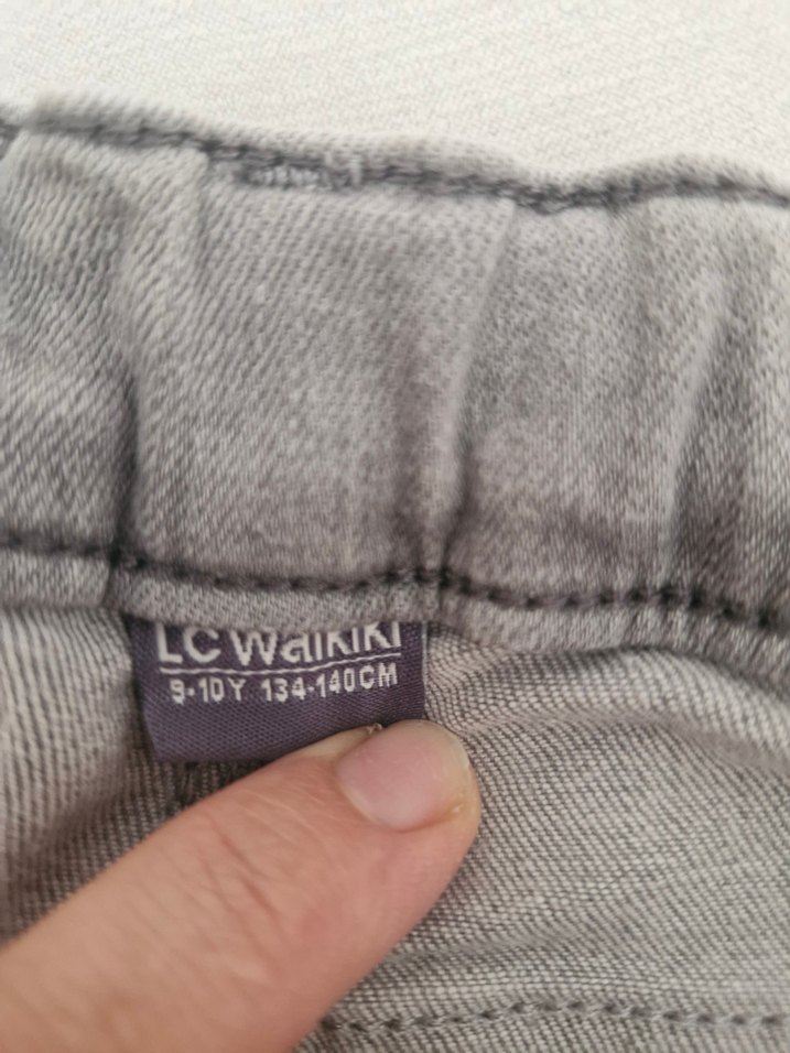 Gri Bol Kesim Midi erkek çocuk Kot Pantolon - Görsel 5