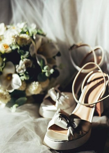 Beyaz Platform Topuklu Gelin Ayakkabısı - Görsel 2