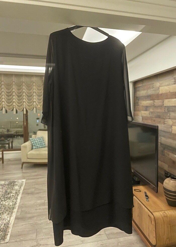 Büyük Beden Siyah Elbise - Görsel 3
