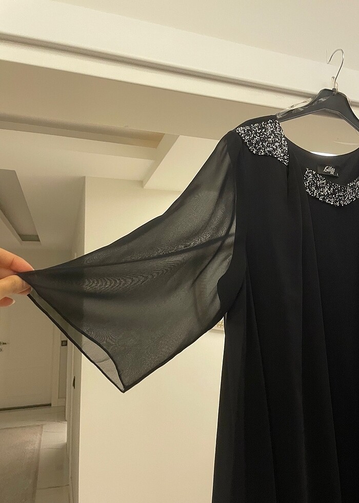 Büyük Beden Siyah Elbise - Görsel 4