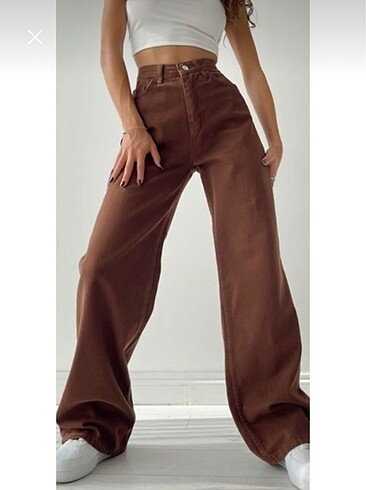 xs Beden Kahverengi bol paça jeans