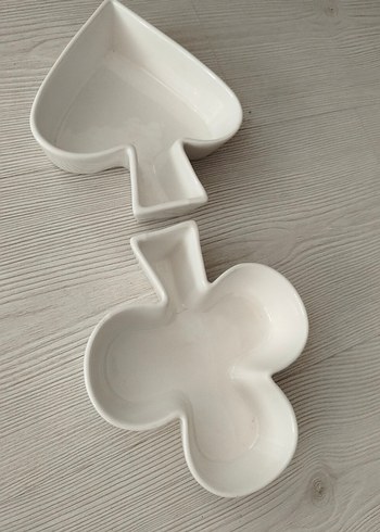 Beyaz Modern Kart Desenli Tabak Seti - Görsel 2