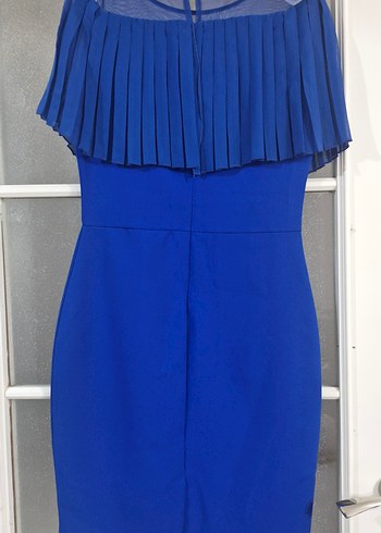 Mavi Pilili Mini Straplez Kadın Elbise - Görsel 2