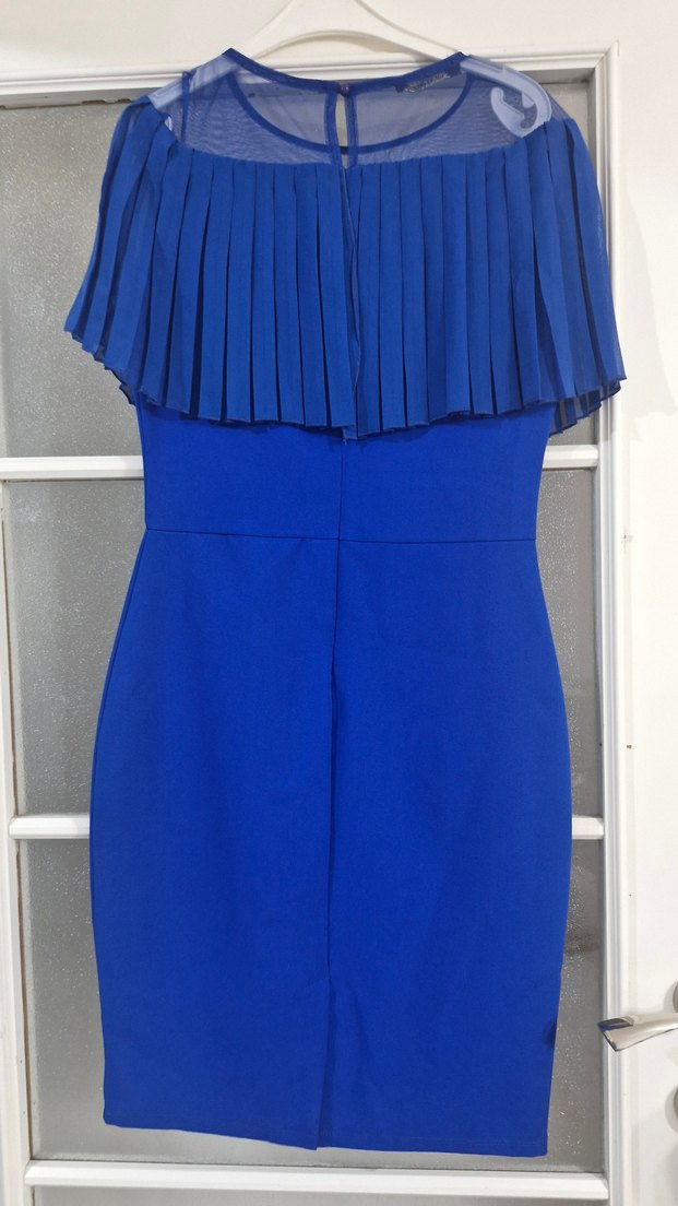 Mavi Pilili Mini Straplez Kadın Elbise - Görsel 2