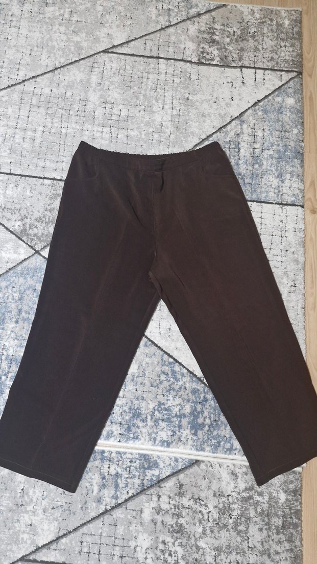 Kahverengi ve Siyah Büyük Beden Kumaş Pantolonlar - Görsel 5