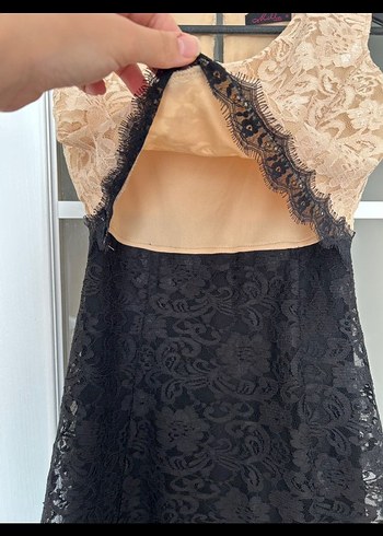 Klasik Dantel Mini Elbise - Görsel 3