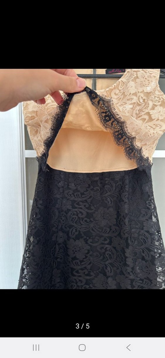 Klasik Dantel Mini Elbise - Görsel 3