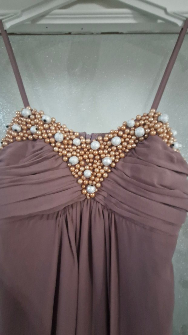 Boncuk Detaylı Uzun Askılı Abiye Elbise - Görsel 2