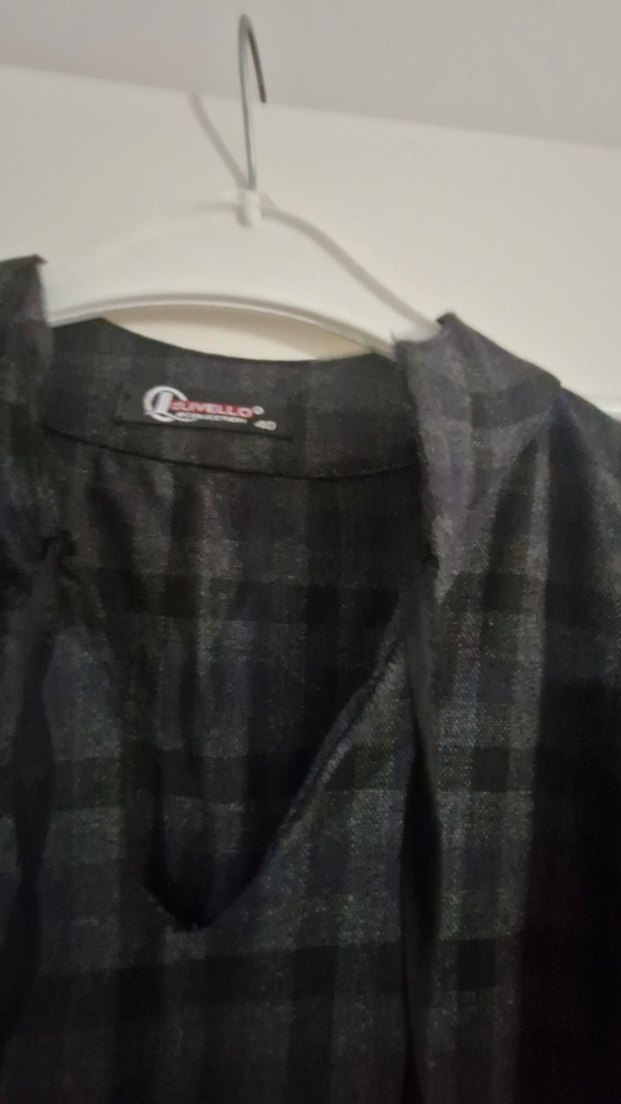 Gri Uzun Kollu Pileli Ekose Elbise - Görsel 4