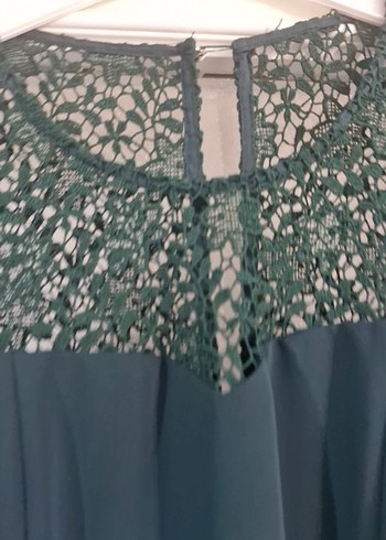 Zümrüt Yeşili Kısa Kollu Midi Abiye Elbise - Görsel 6