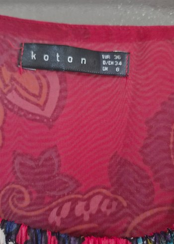 Pembe Desenli Şifon Elbise - Görsel 2