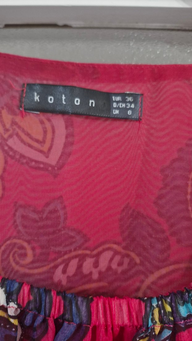 Pembe Desenli Şifon Elbise - Görsel 2