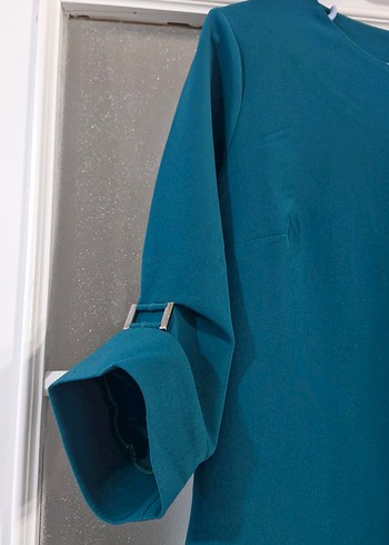 Kadın Turkuaz Kısa Ofis Elbise - Görsel 2