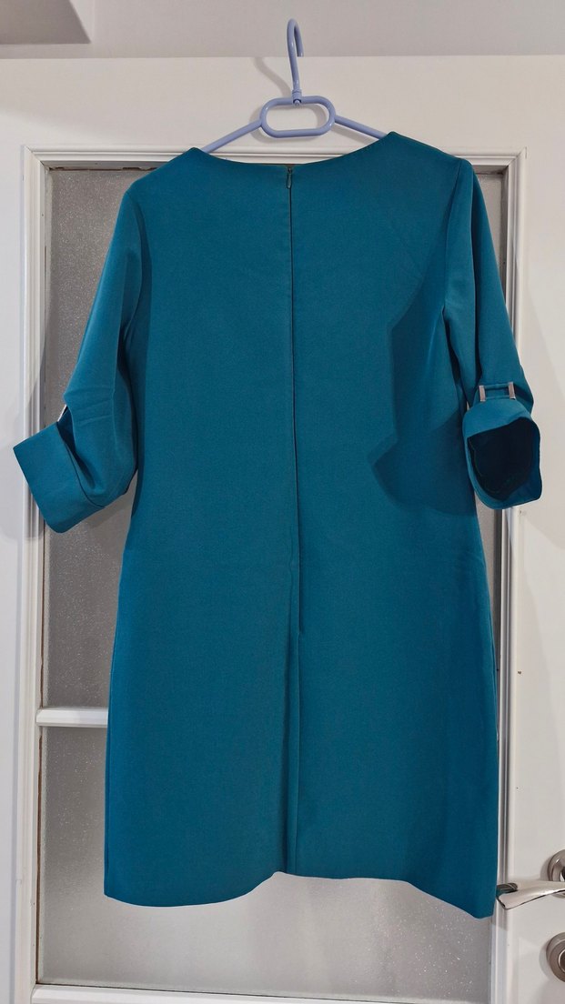 Kadın Turkuaz Kısa Ofis Elbise - Görsel 4