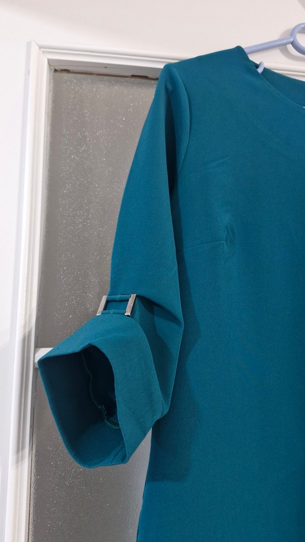 Kadın Turkuaz Kısa Ofis Elbise - Görsel 2