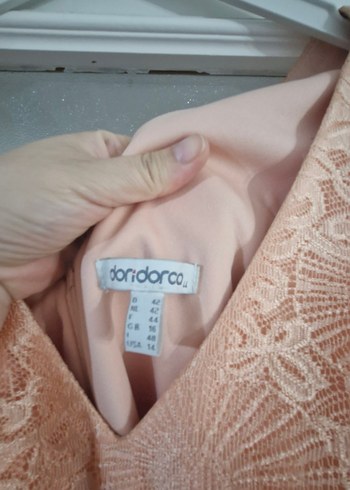 Bej Uzun V Yaka Drapeli Kadın Abiye Elbise - Görsel 4