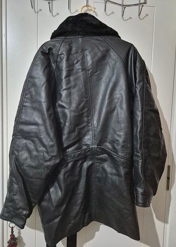 Erkek Siyah Hakiki Deri Kürklü Biker Mont - Görsel 2