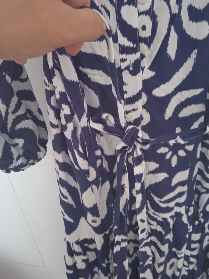 Bohem Salaş Uzun Kollu Bağlama Desenli Elbise - Görsel 3