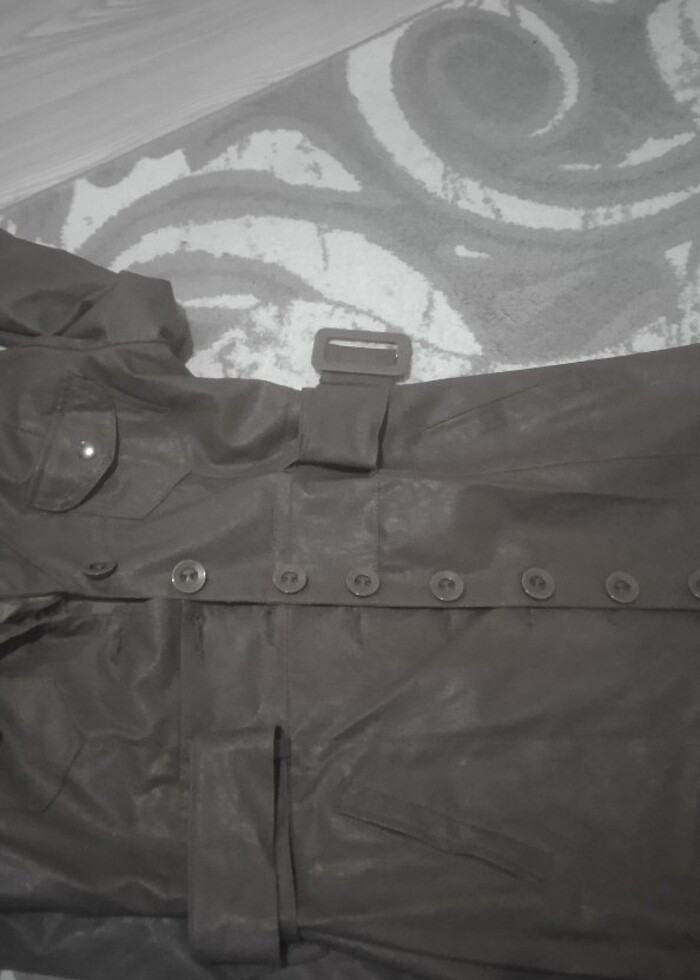 38 beden belden oturtmalı belden kemeri olan yakası kürklü deri  - Görsel 3